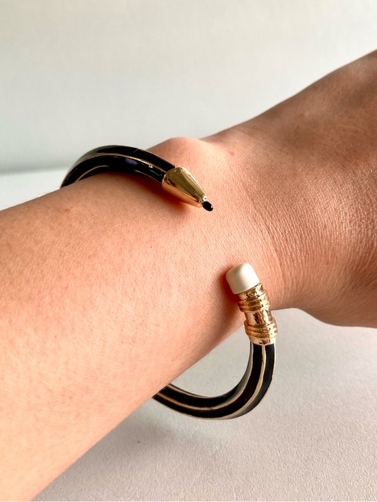 Jewelry - NWOT Gold and Black pencil Cuff Bracelet with White Accent